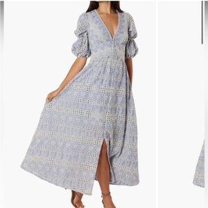 NWT!!! Petal & Pup Blue Puff Sleeve Maxi Dress